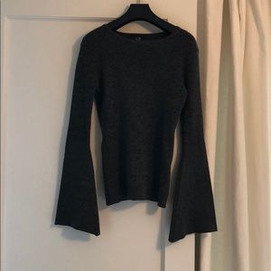 Long bell sleeve knitted textured sweater